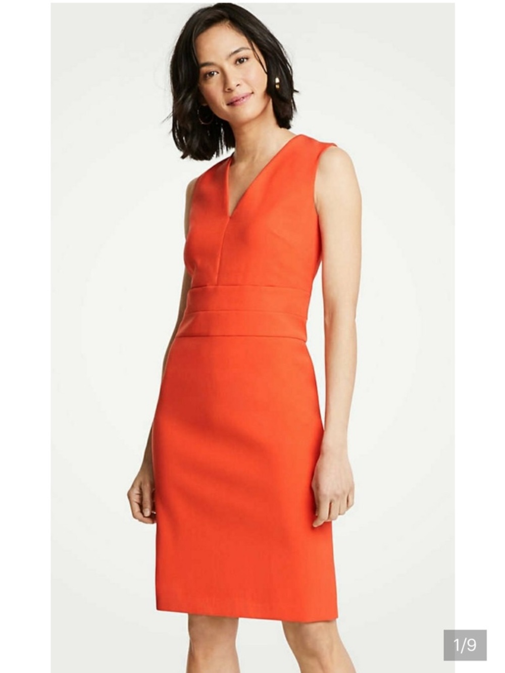 Ann Taylor - Doubleweave V-neck Sleeveless Sheath - Vermillion - size 8